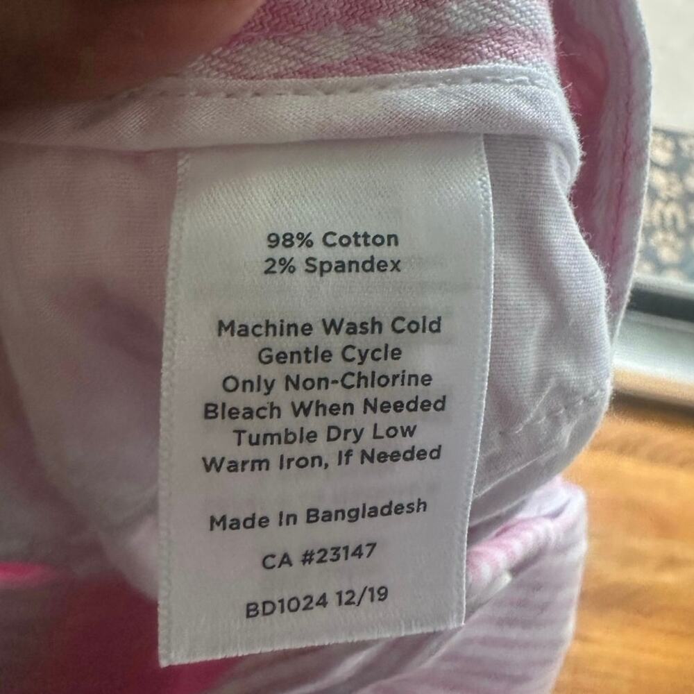 Talbots Pink Striped Seersucker Crop Pants Preppy Summer Capri Women’s 8P - Picture 5 of 6